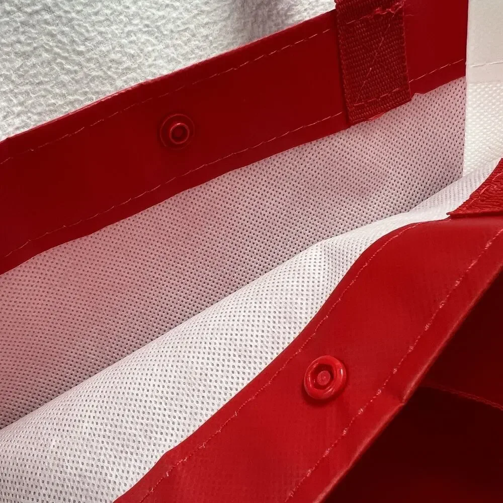 Lululemon Red White Logo Large Eco Reusable Snap Tote Bag Gym Shopping Gift